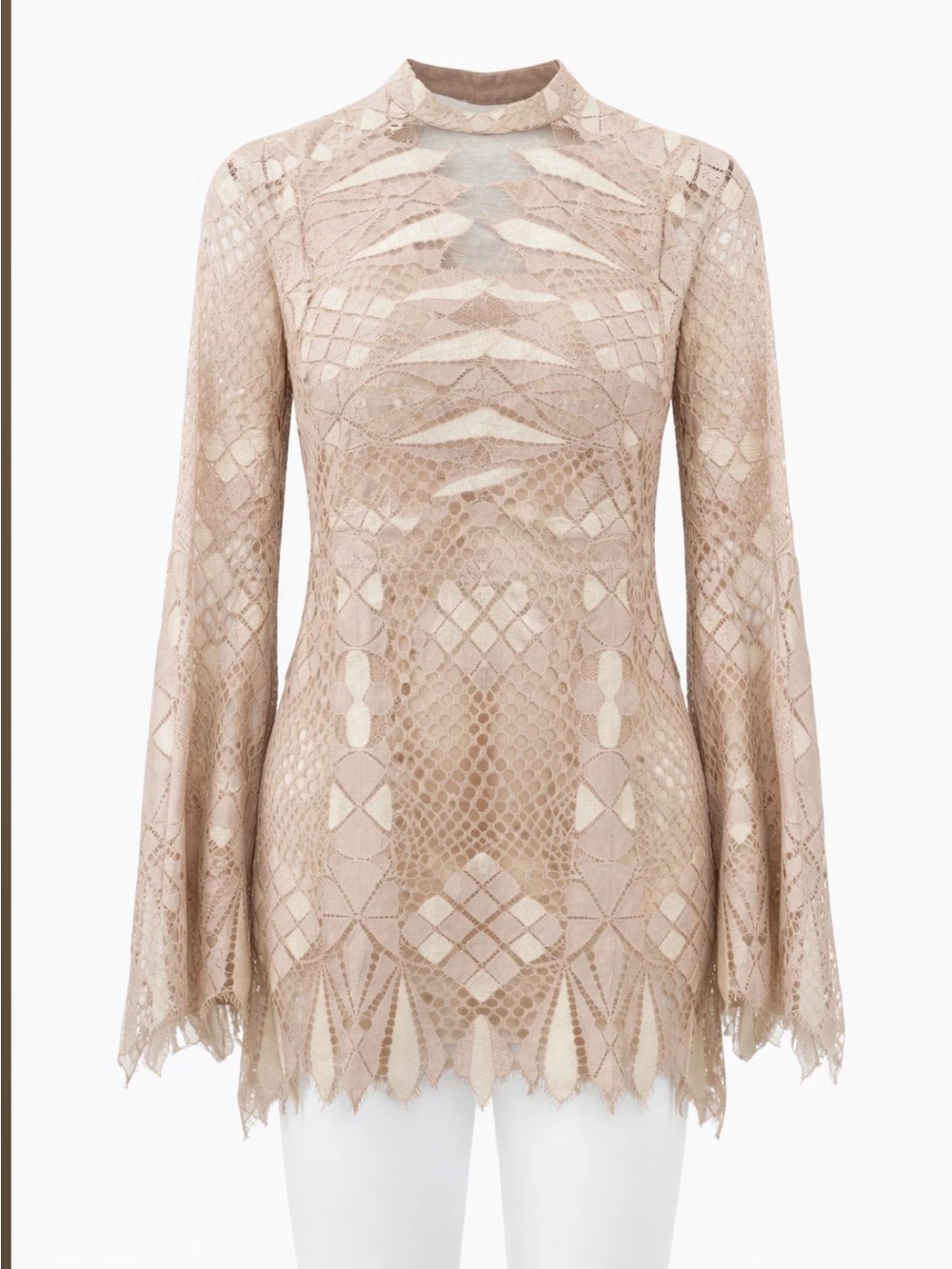 Free People Blush Beige Lace Tunic Top